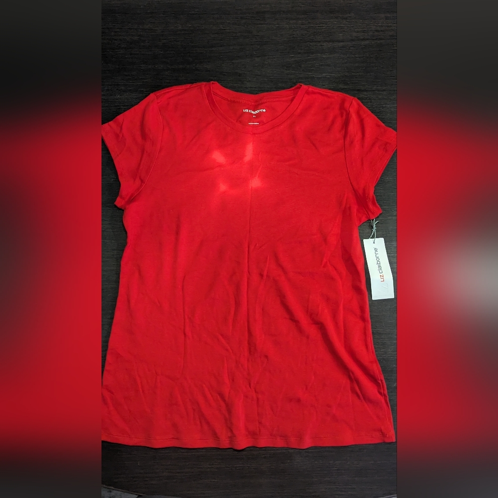 Liz Claiborne red short sleeve T-shirt, XL, new with tags.